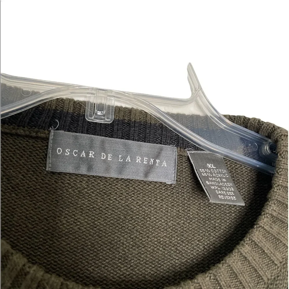 Vintage Oscar De La Renta Mens Olive‎ Green Sweater